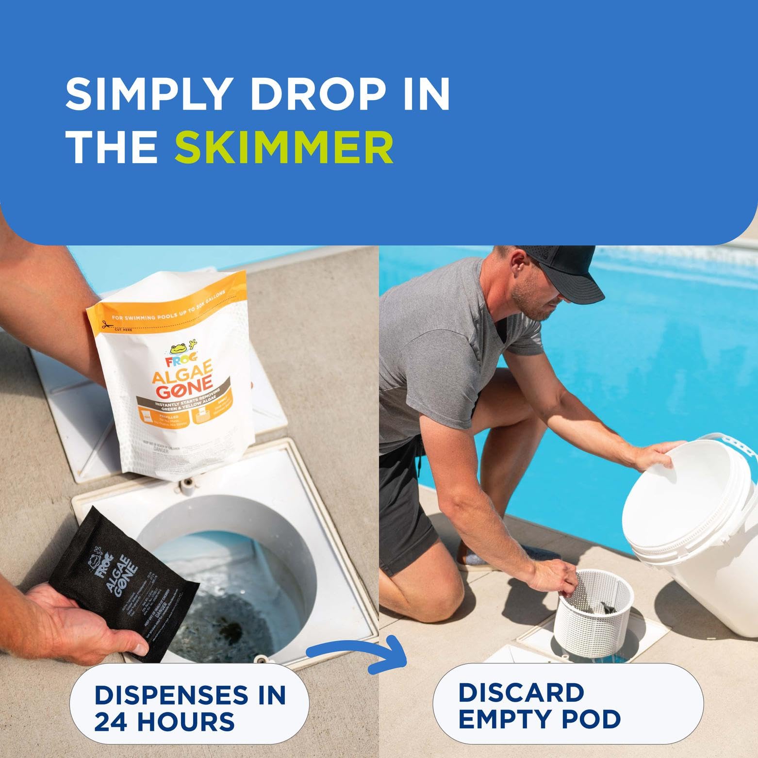 FROG Algae Gone used in above-ground pool for simple maintenance.