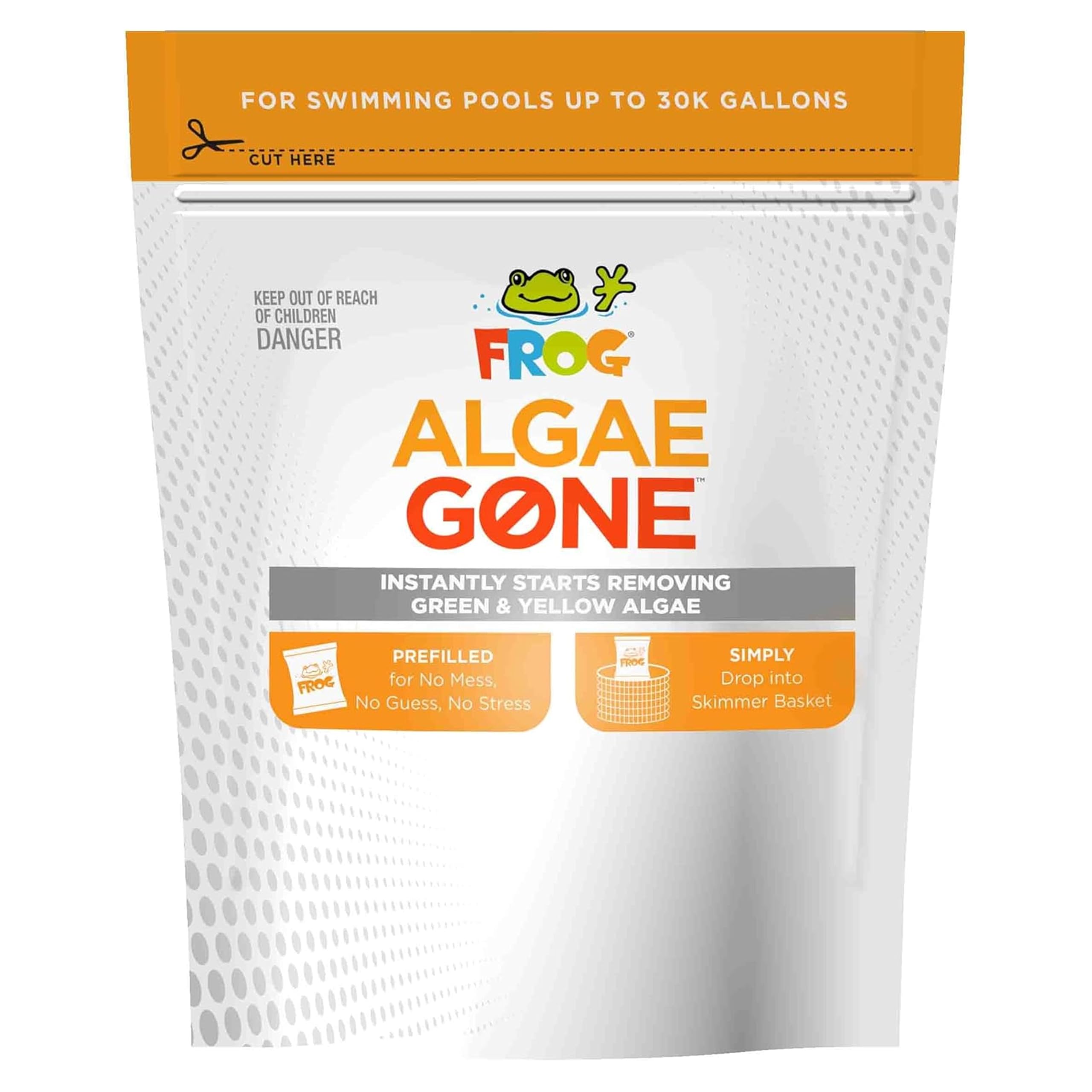 FROG Algae Gone pods in skimmer for simple algae control and clear water.