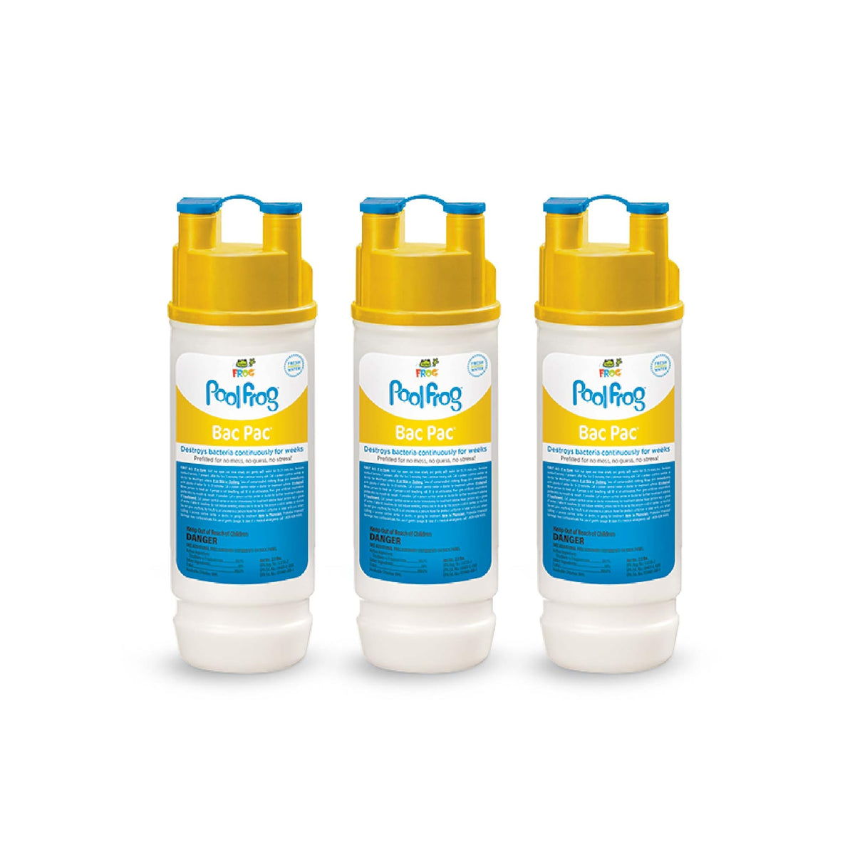 FROG Bac Pac 3-pack packaging for convenient chlorine solution