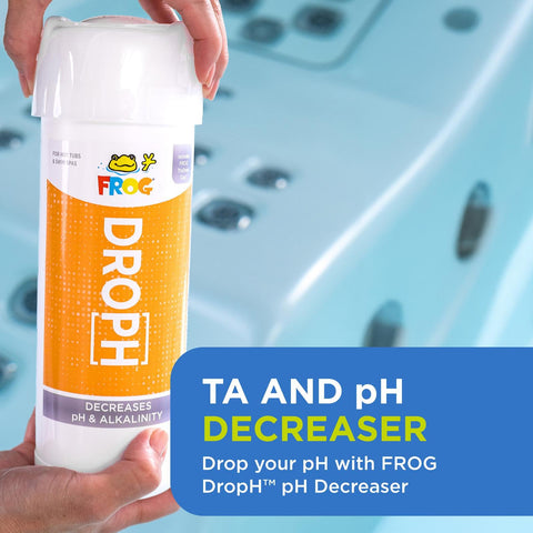 Two-pack FROG DropH bottles ready for ongoing spa care.