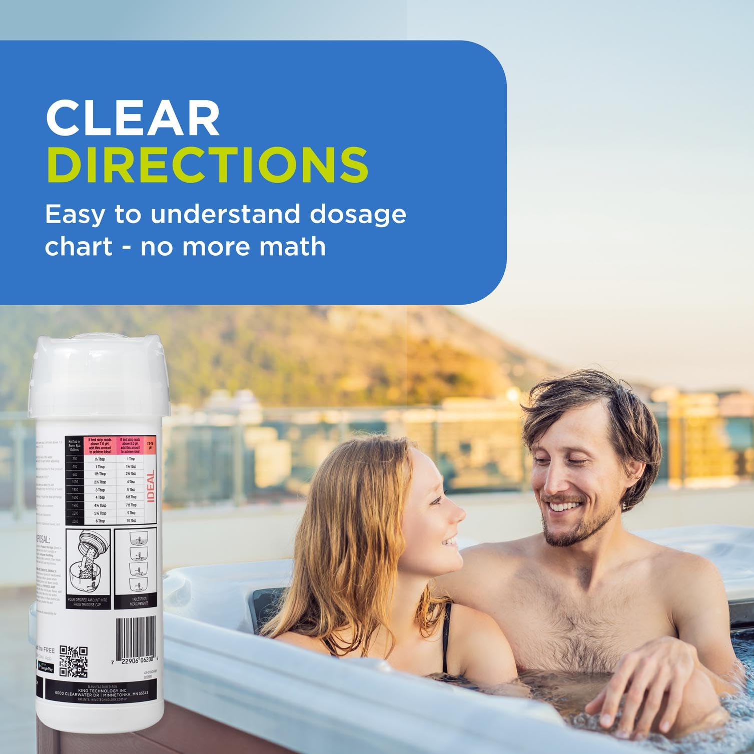 Balanced, clear hot tub water hints at comfortable, inviting soaks.
