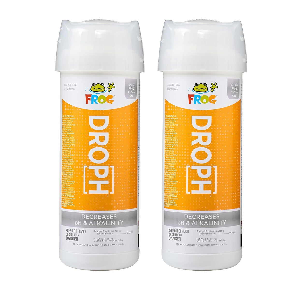 FROG DropH bottle with TruDose cap front view for easy dosing in spas.