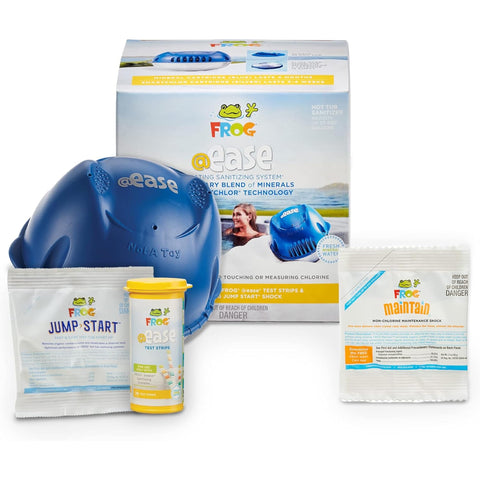 FROG @Ease floating system in hot tub for effortless sanitizing and silky water.