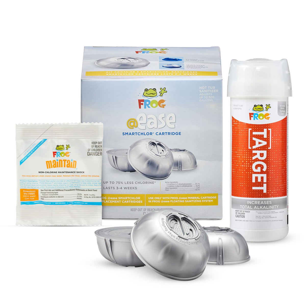 FROG @Ease replacement cartridges pack for continuous crystal clear hot tub water.