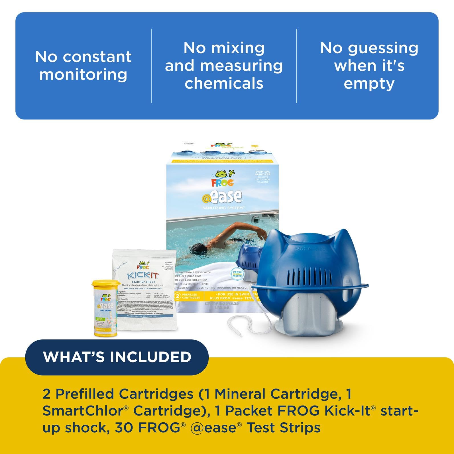 SmartChlor cartridge with weekly replacement cue for steady sanitization.