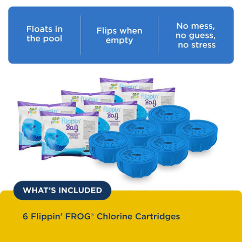 FROG floating sanitizer system in pool demonstrates easy setup.