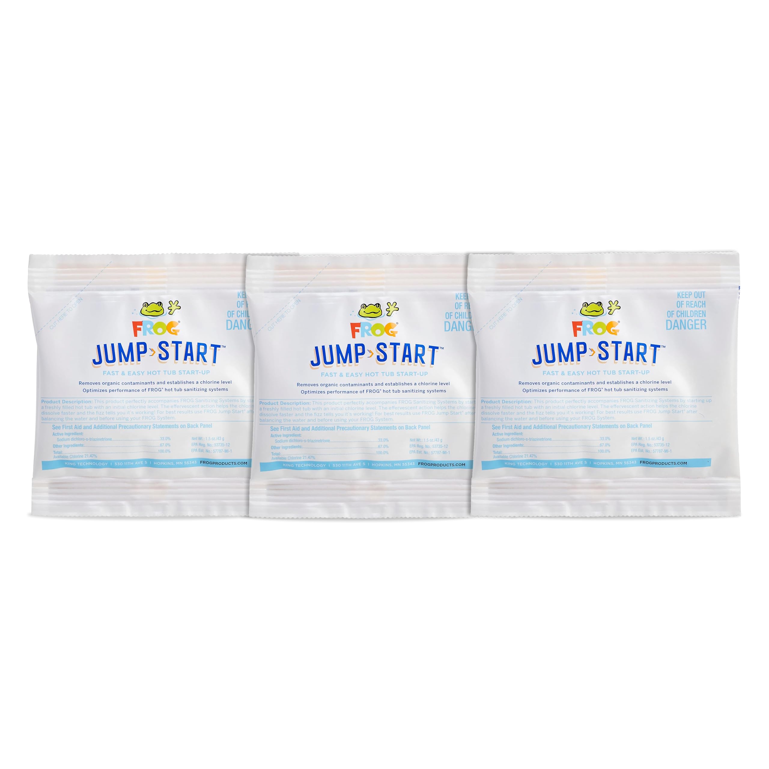FROG Jump Start packaged shock for quick hot tub sanitization