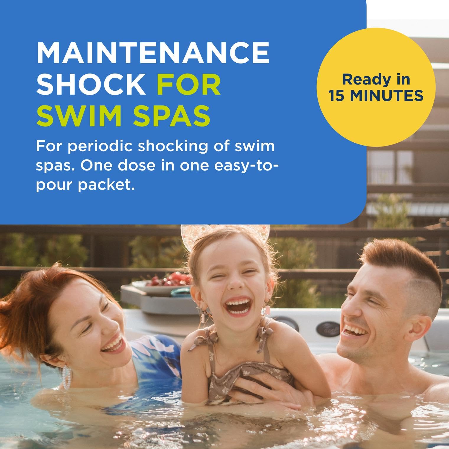 FROG Maintain pour into the swim spa for fast-dissolving treatment.