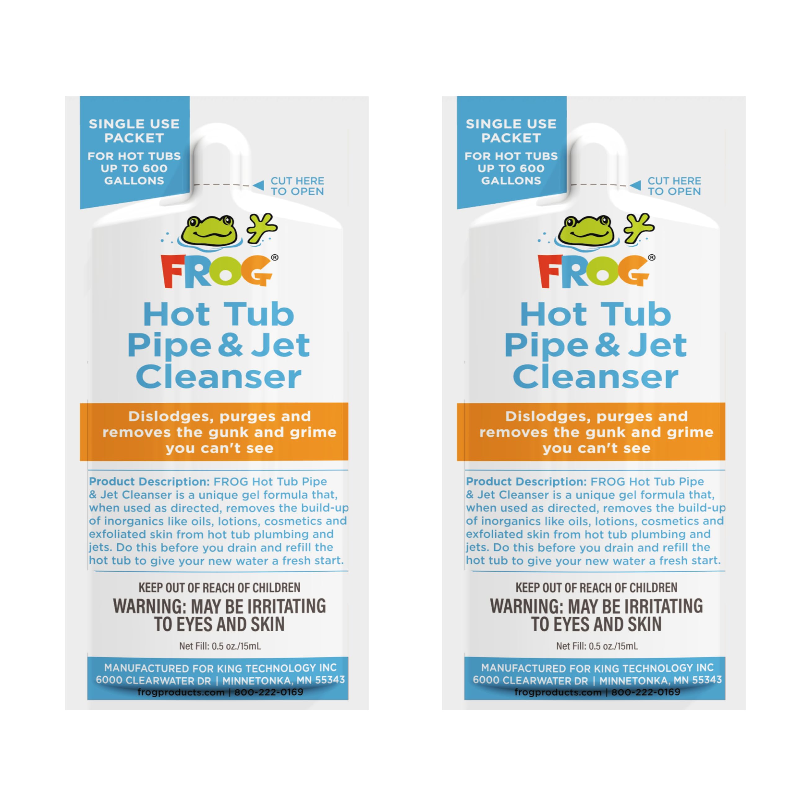 FROG Pipe & Jet Cleanser prefixed packets for hot tubs improve water clarity