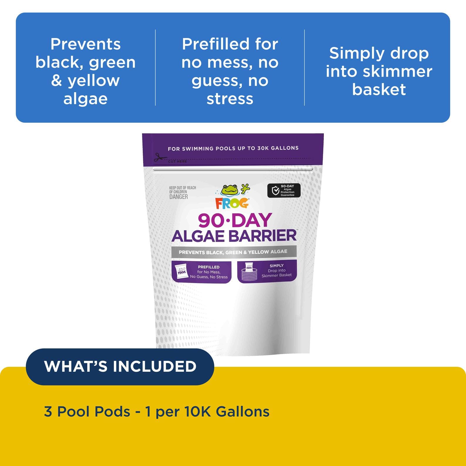 FROG pod dispensing over 24 hours protects the pool from algae growth.