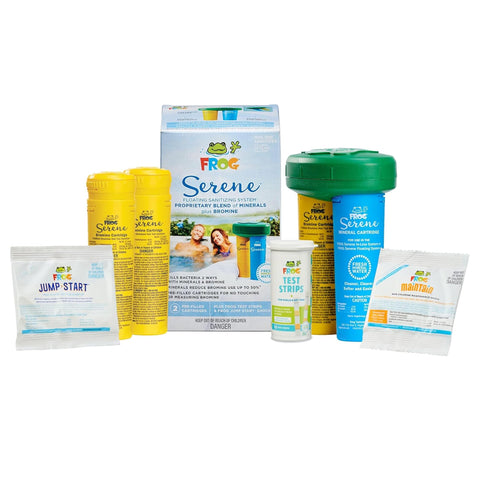 FROG Serene floating system bundle display for easy hot tub care