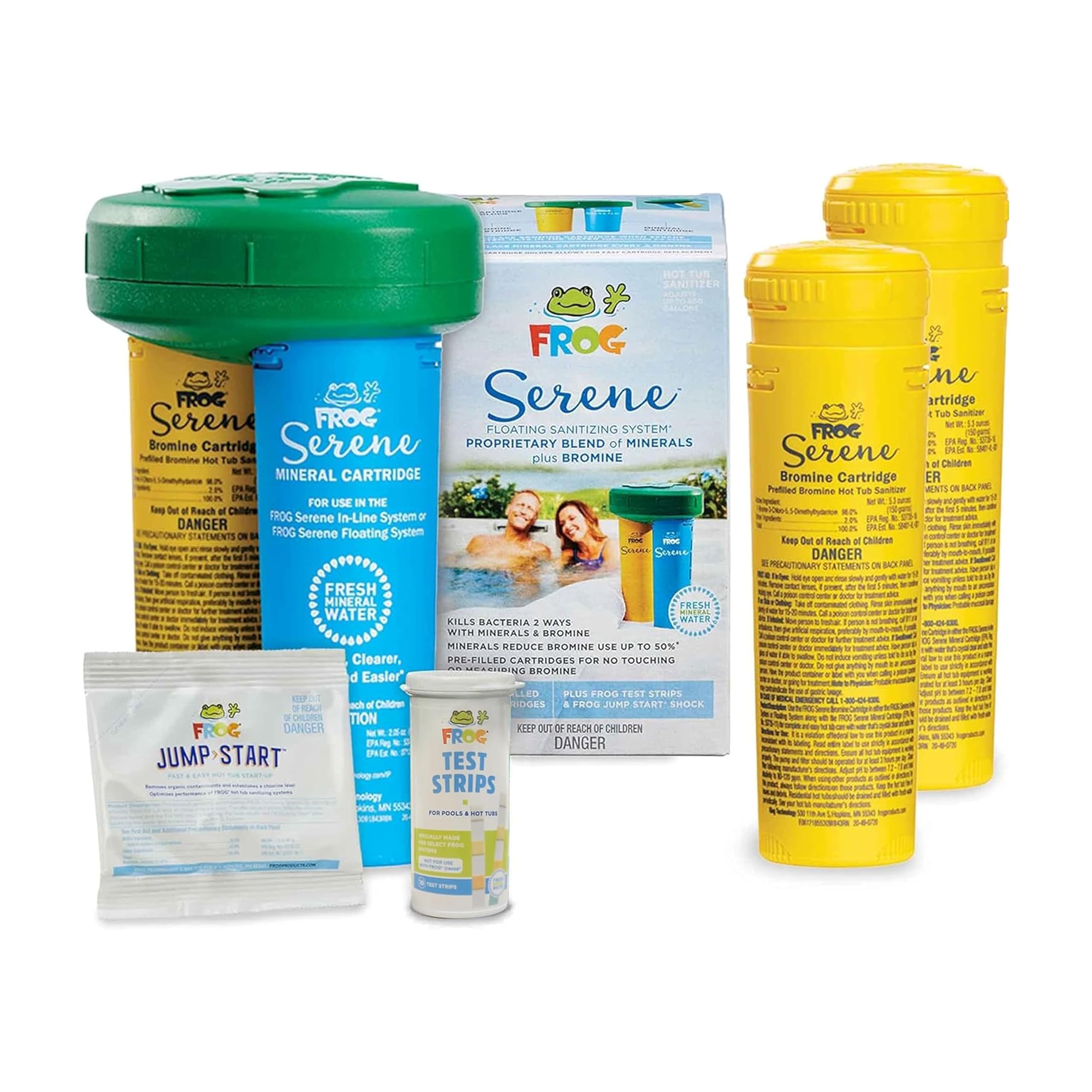 FROG Serene floating system in a hot tub delivers silky, balanced mineral water.