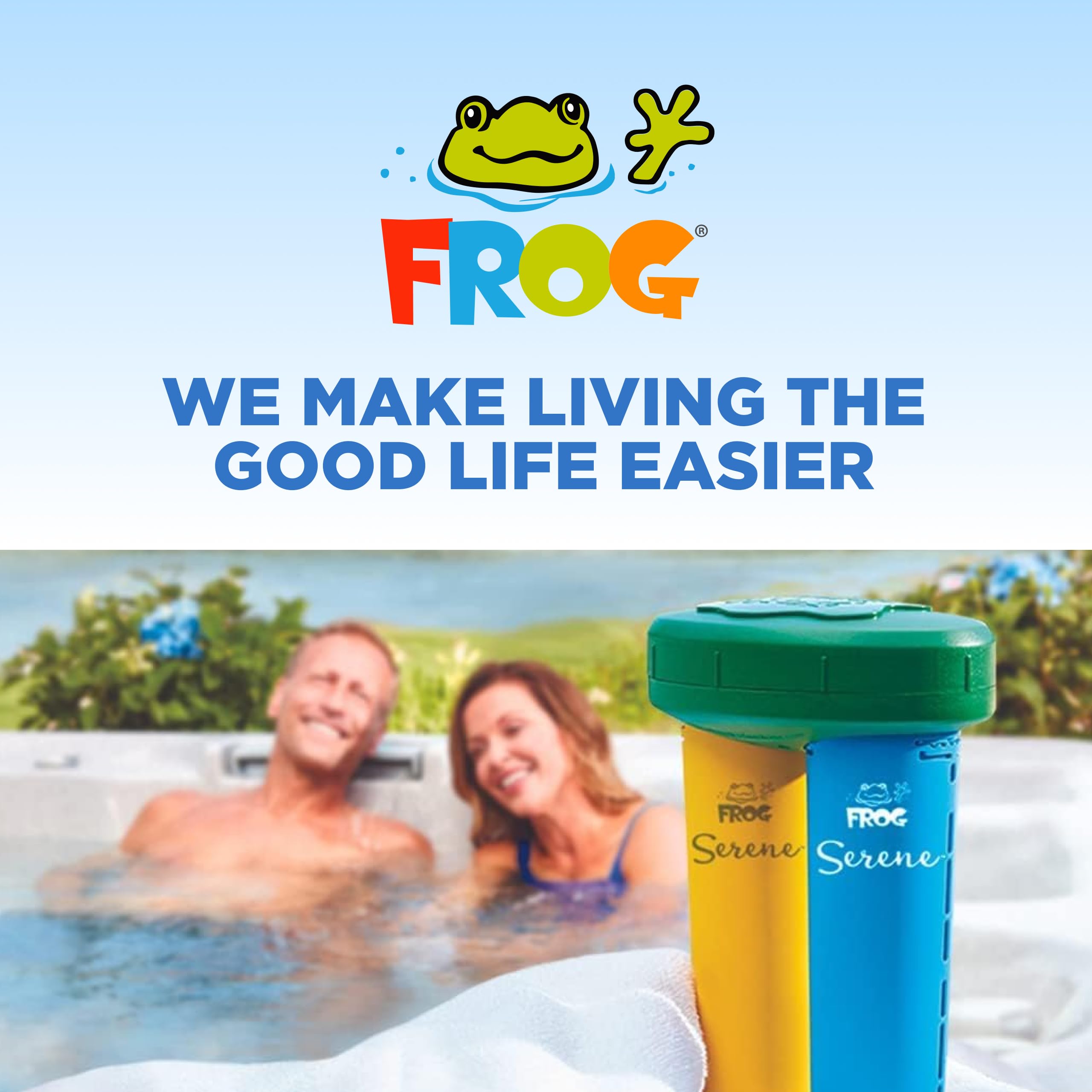 FROG Serene in-action in a hot tub produces clear, inviting water.