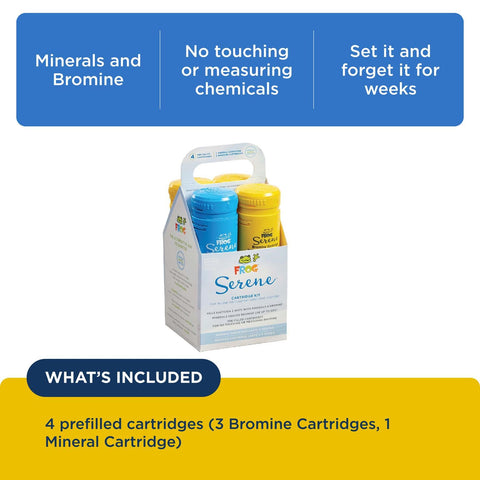 Prefilled FROG Serene kit demonstrates quick setup for hot tubs.
