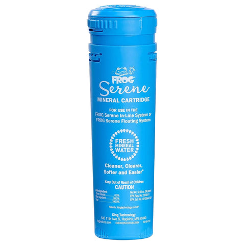 FROG Serene mineral cartridge pack for spas up to 600 gallons promotes long-lasting mineral sanitation.