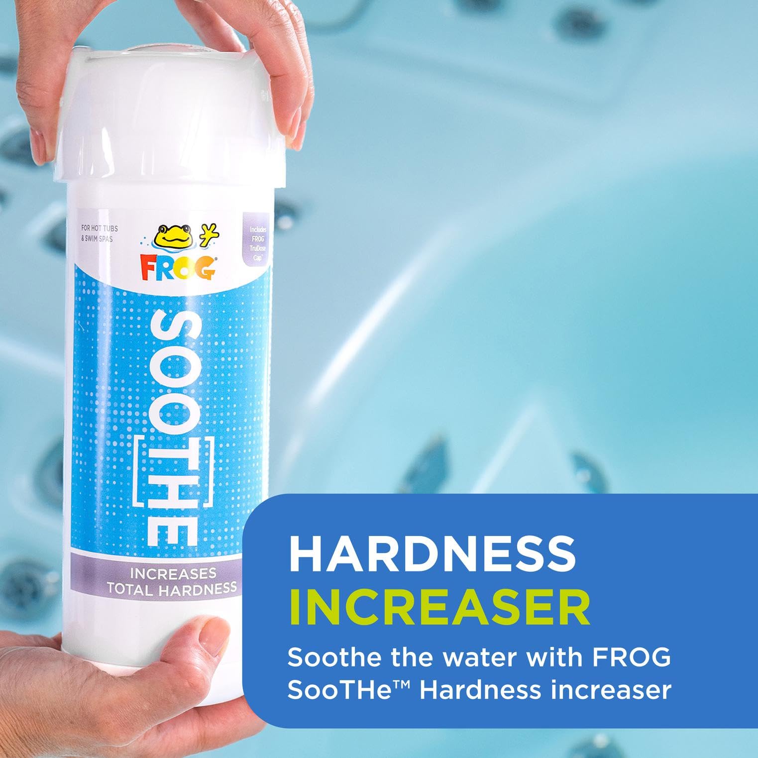 FROG Soothe works with chlorine, bromine or salt sanitizers for flexibility.