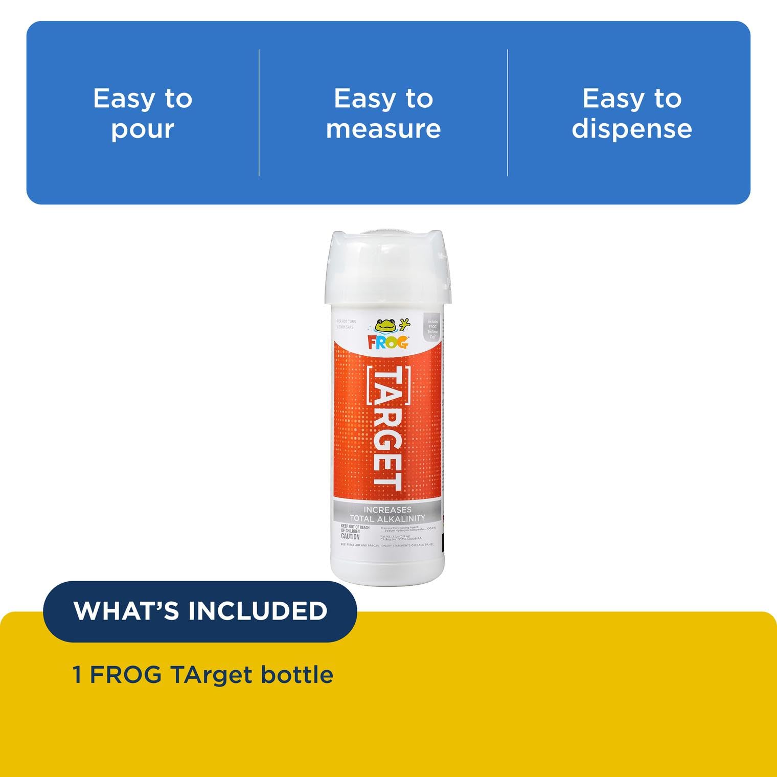 FROG Target measuring cap ensures accurate dosing every use.