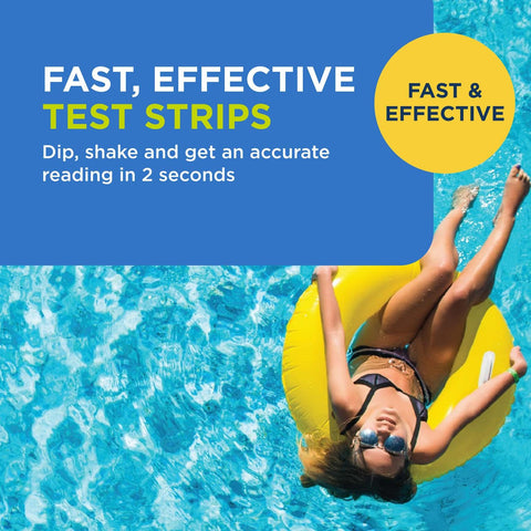 FROG test strips showing free chlorine levels for safe sanitization.
