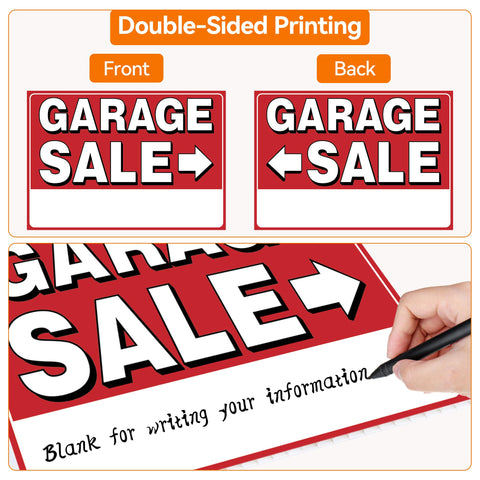 Frohllia 4-pack garage sale signs back view shows double-sided clarity