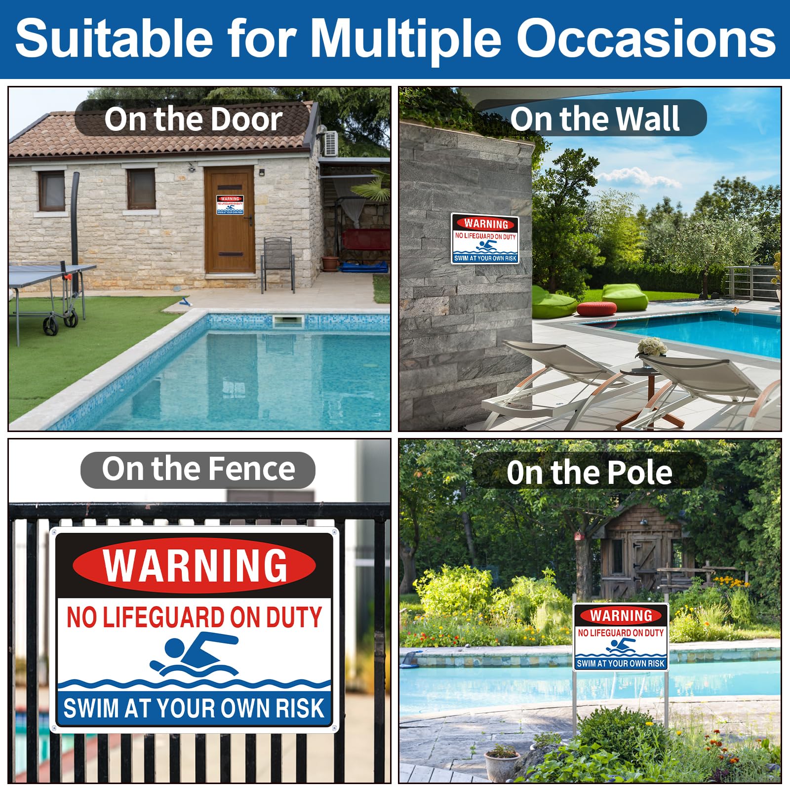 Frohllia aluminum no lifeguard sign, rust-free for durability
