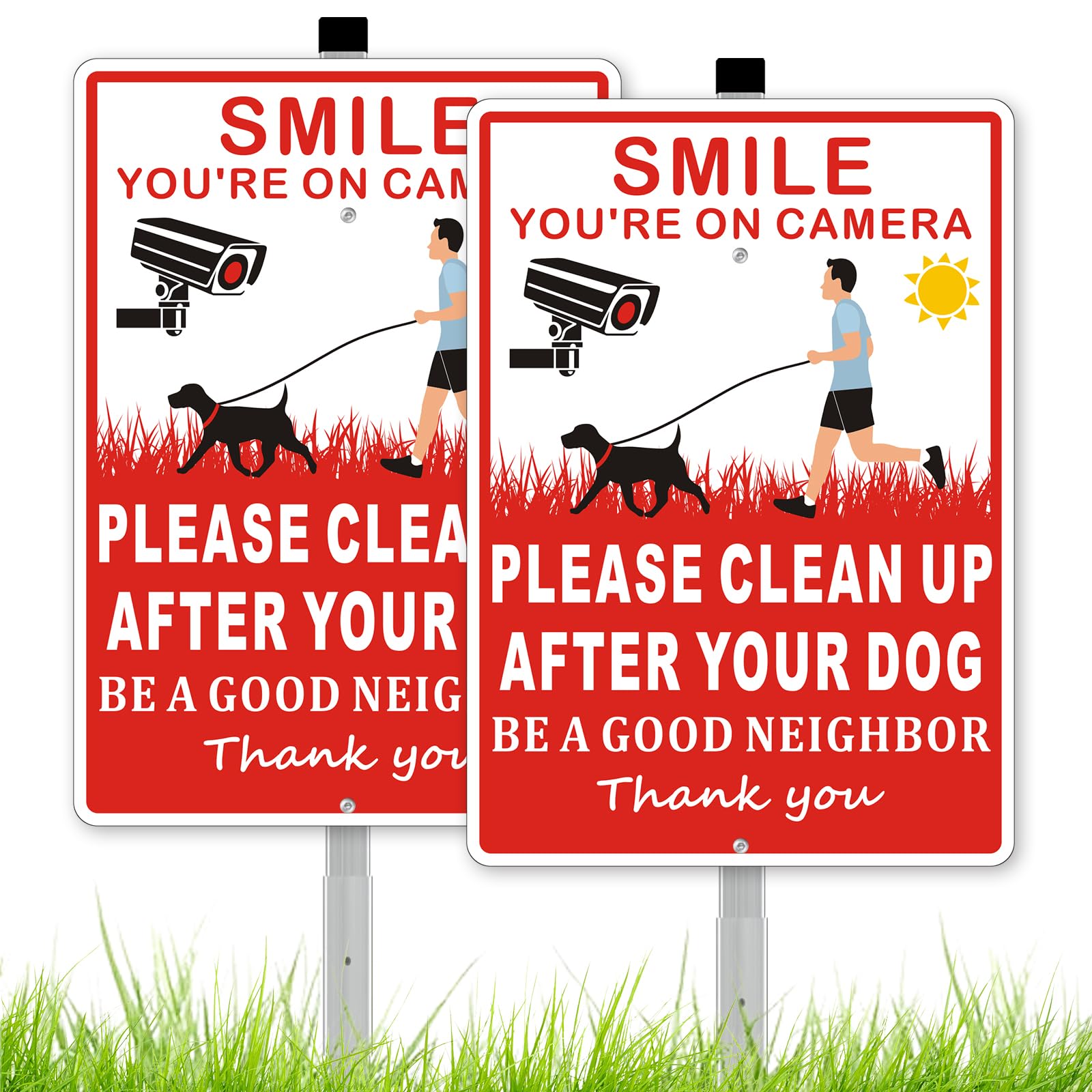 Frohllia dog sign red with stake improves yard visibility and deters leaving messes.