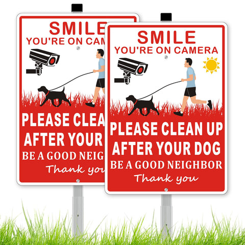 Frohllia dog sign red with stake improves yard visibility and deters leaving messes.