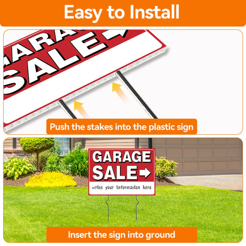 Frohllia garage sale sign metal stakes enable quick ground setup
