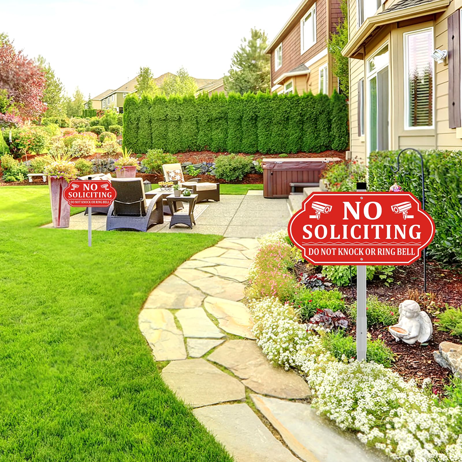 Frohllia no-soliciting sign at front door deters unwanted visits respectfully.