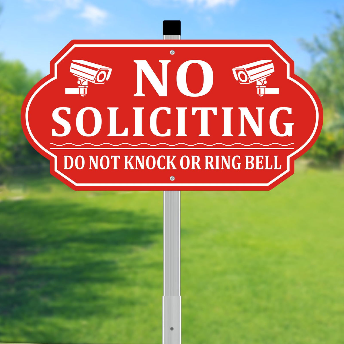 Frohllia no soliciting sign on house front view improves privacy and clear communication.