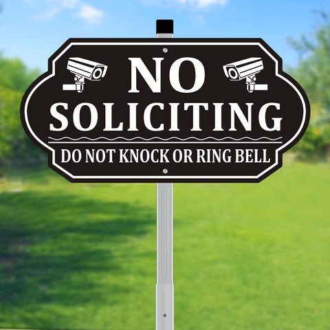 Frohllia no soliciting sign with yard stake showing sturdy outdoor visibility