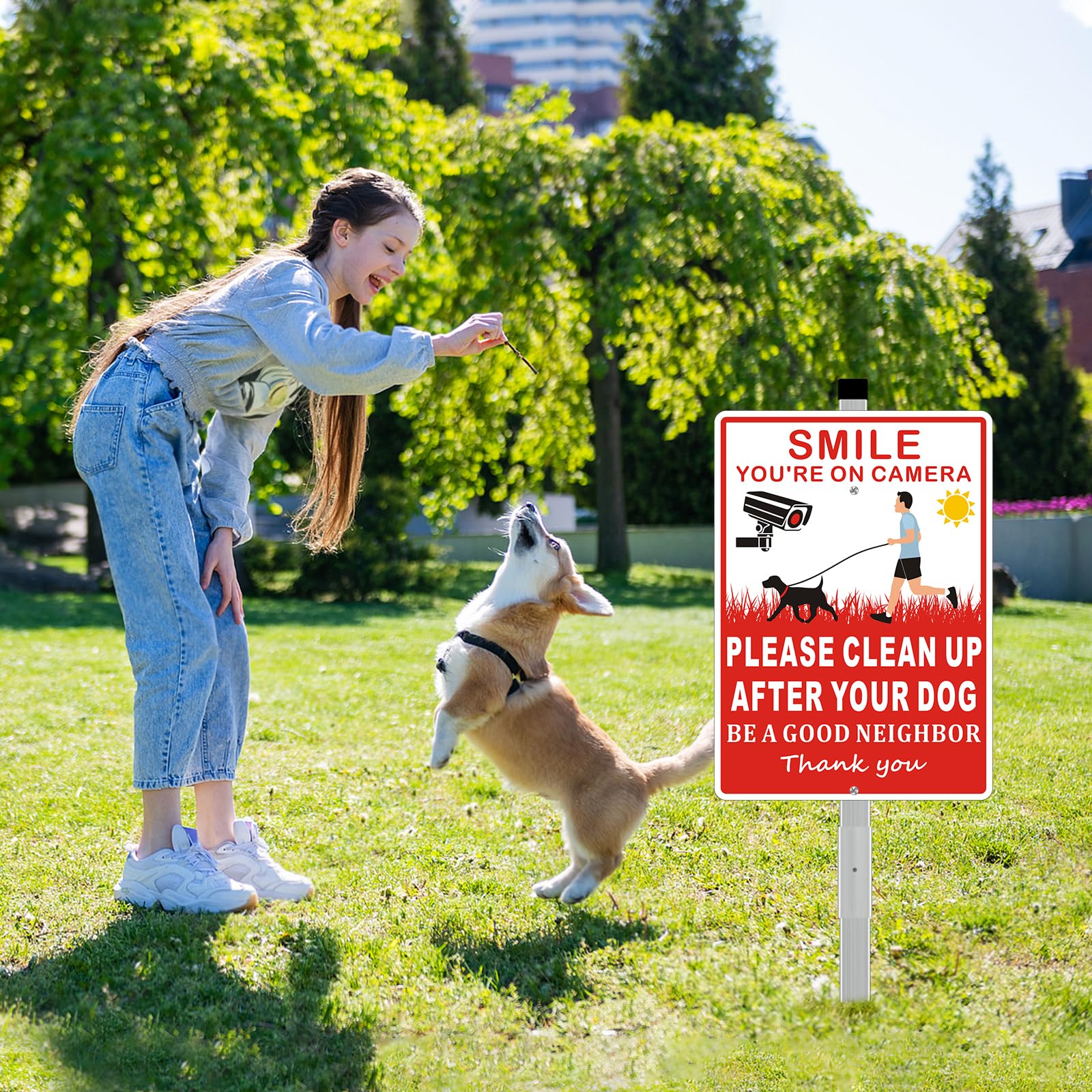 Frohllia two-pack dog signs helps keep yards clean while easy to install in grass.