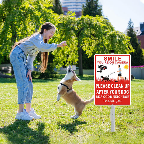 Frohllia two-pack dog signs helps keep yards clean while easy to install in grass.