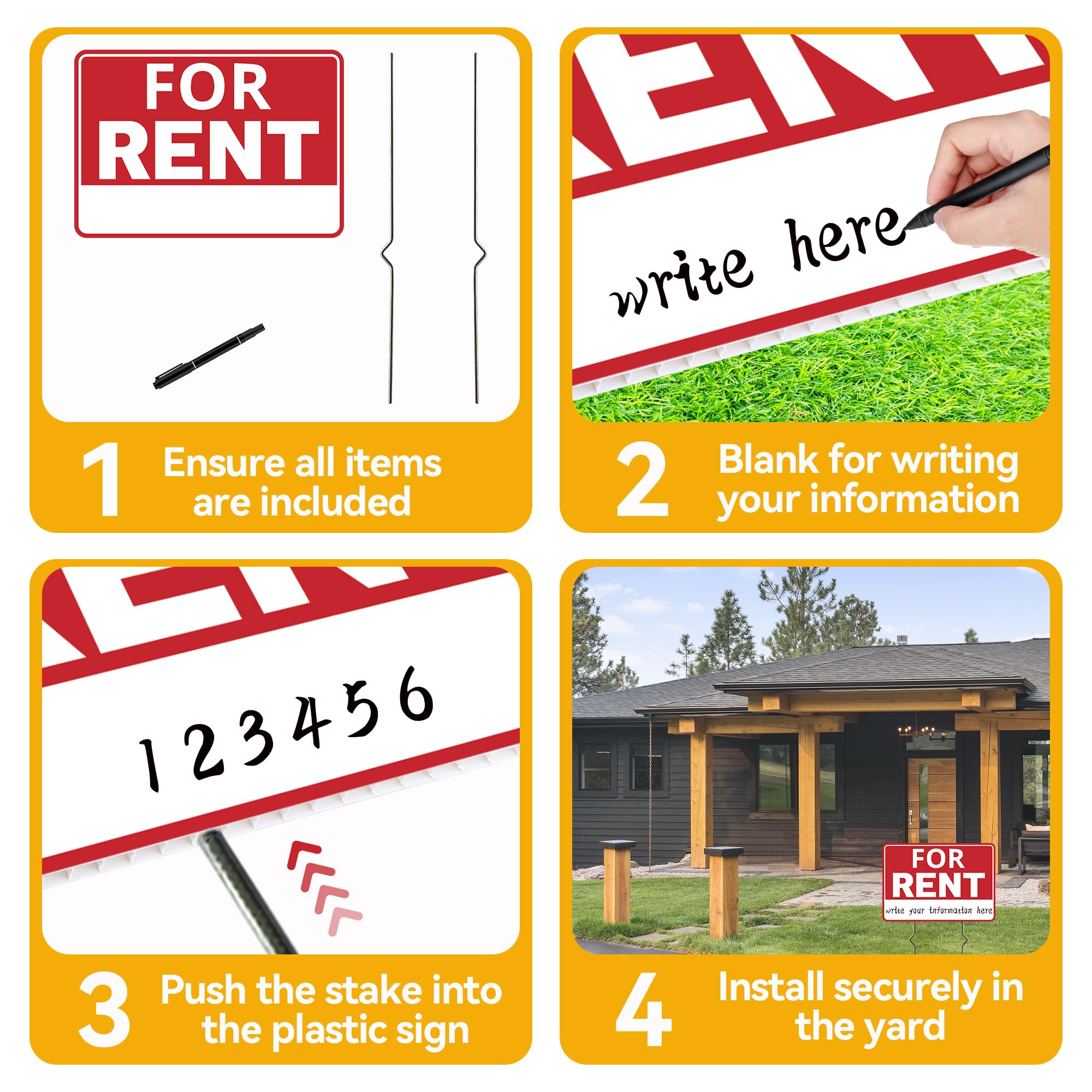 Frohllia yard sign for rent boosts curb visibility.