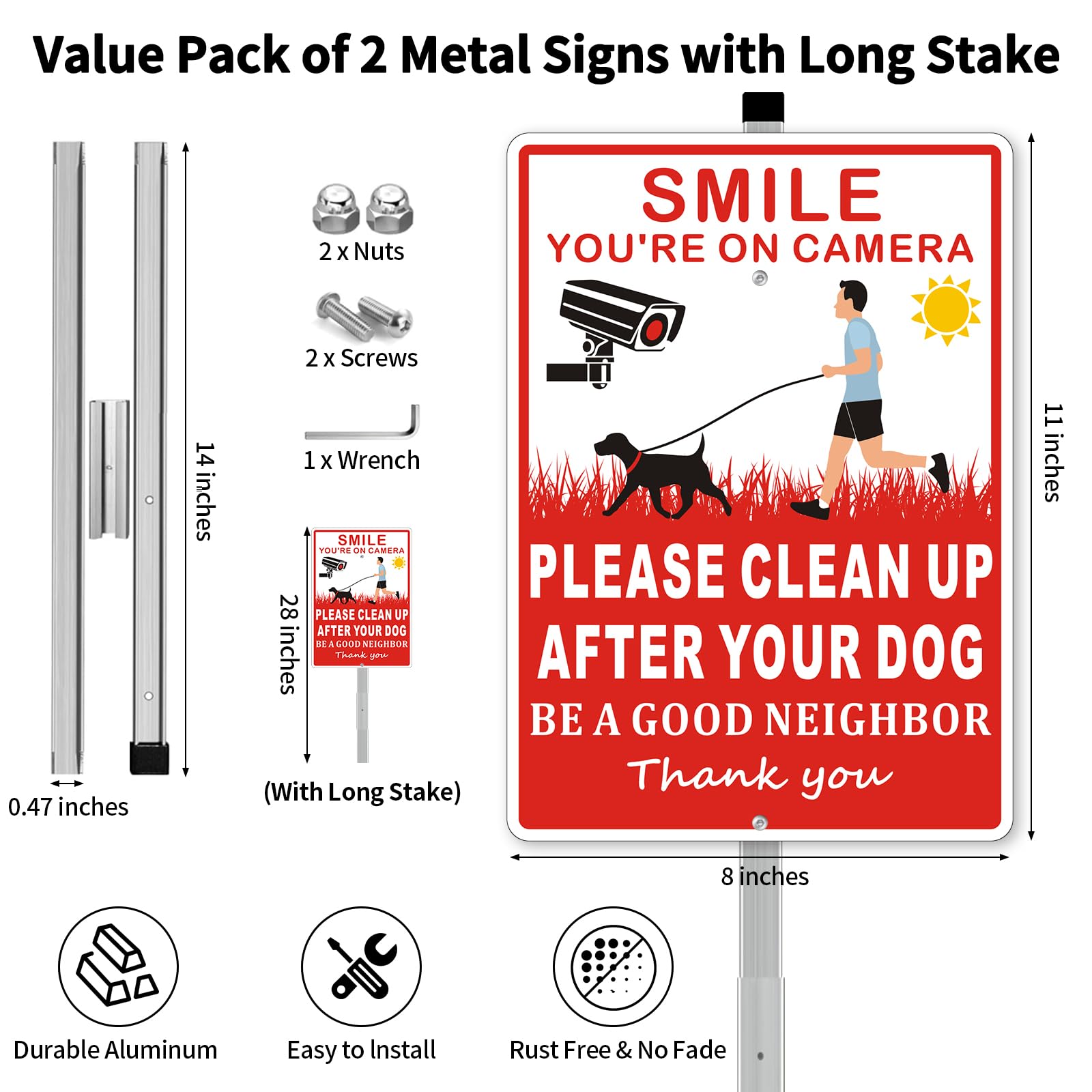 Frohllia yard sign with stake visible red aluminum resists weather for long-term outdoor use.