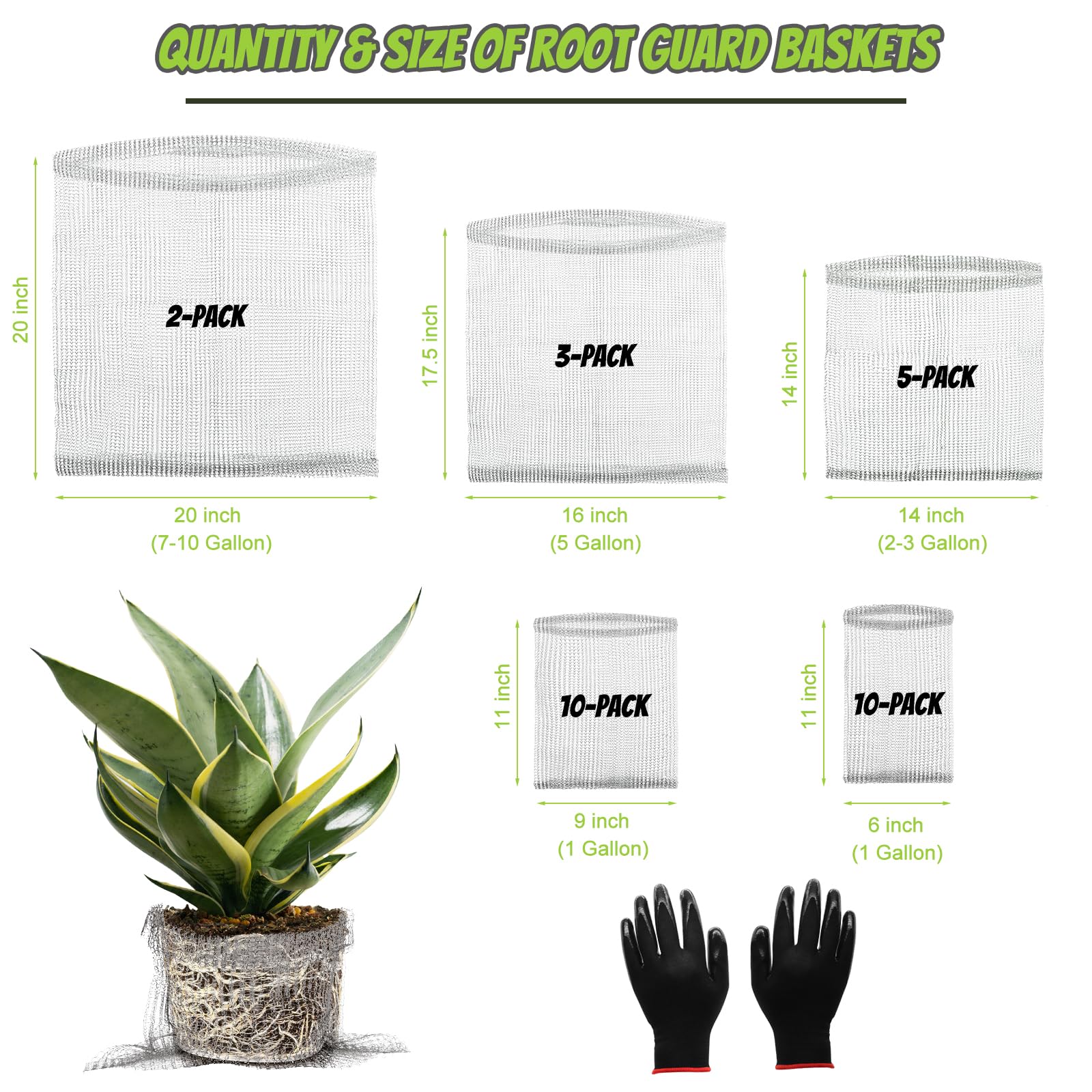 Froidesente 1 gallon broad root guard basket shields large root areas from pests