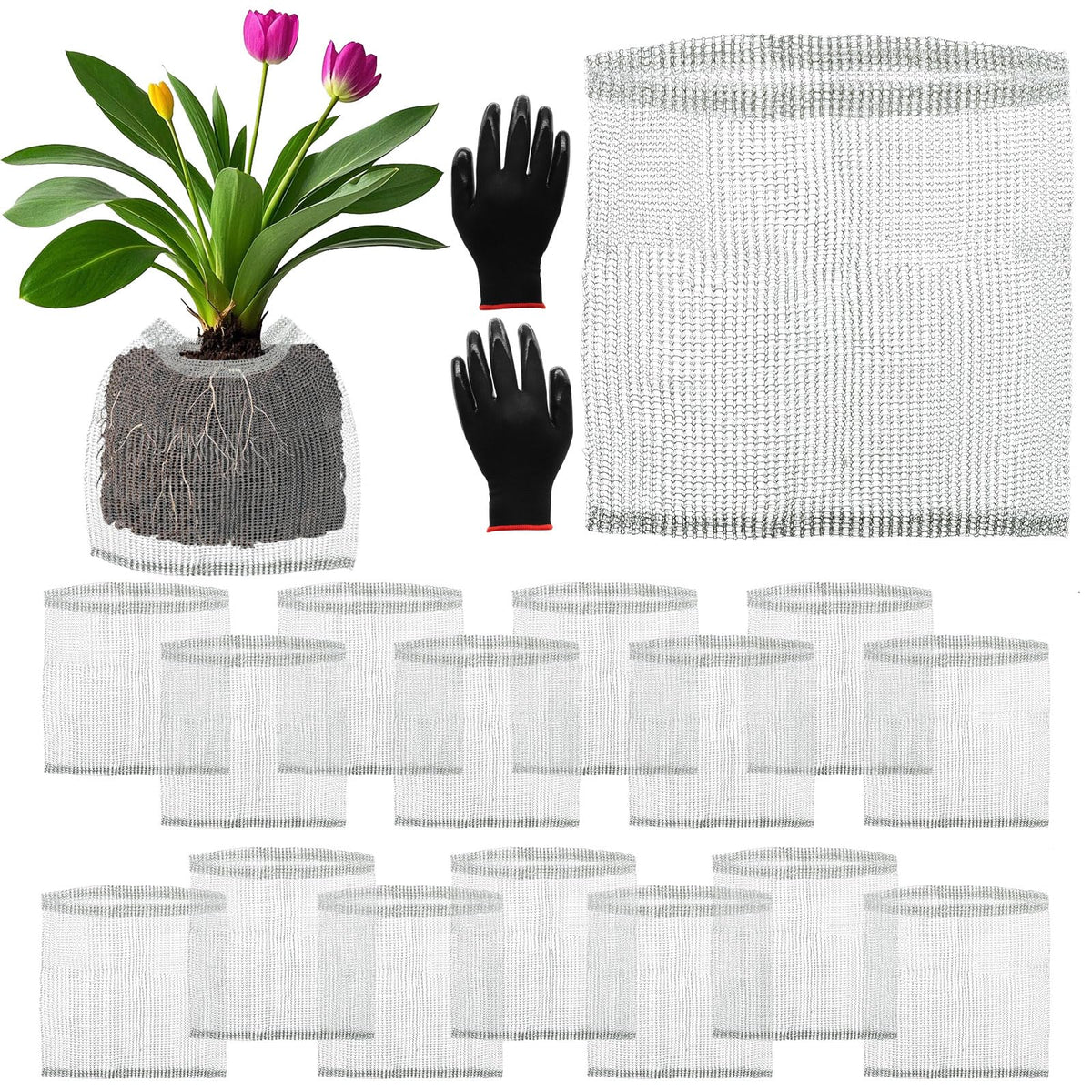 Froidesente root guard basket 3-gallon mesh protecting plant roots from pests.