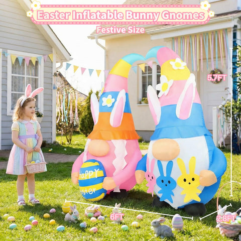 Frojuly Easter yard inflatable with LED lights for nighttime visibility and warmth.