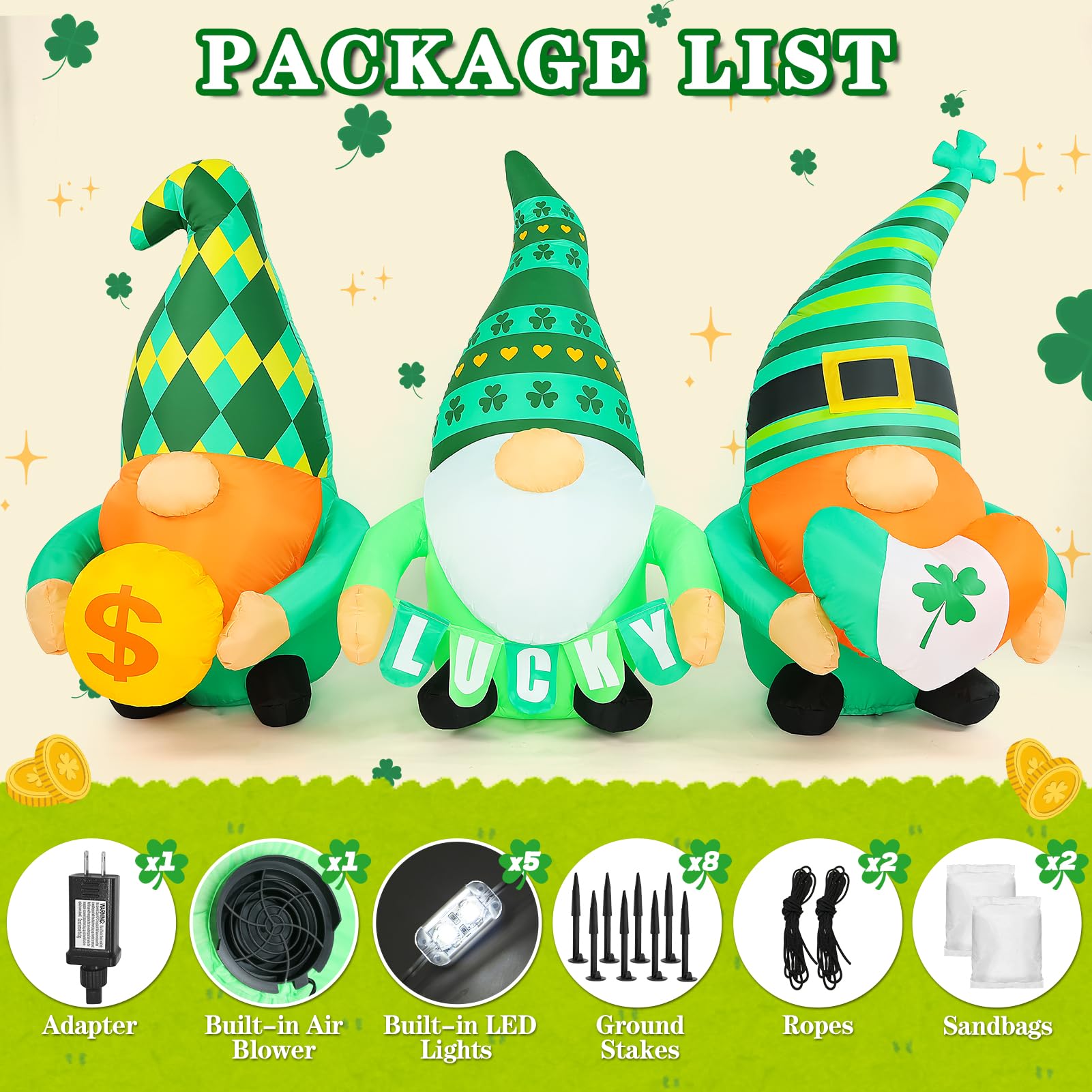 Frojuly inflatable with bright LEDs lights up nighttime lawn decor