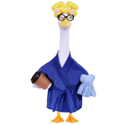 Froklic Lady Porch Goose Outfit bathrobe on statue for cozy garden charm