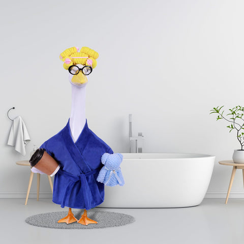 Froklic Lady Porch Goose Outfit glasses add personality to garden statue display