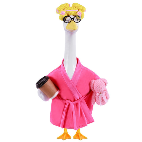 Froklic Lady Porch Goose Outfit bathrobe - cozy garden charm for 23-inch statues.