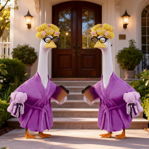 Froklic Lady Porch Goose Outfit on Statue elevates curb appeal