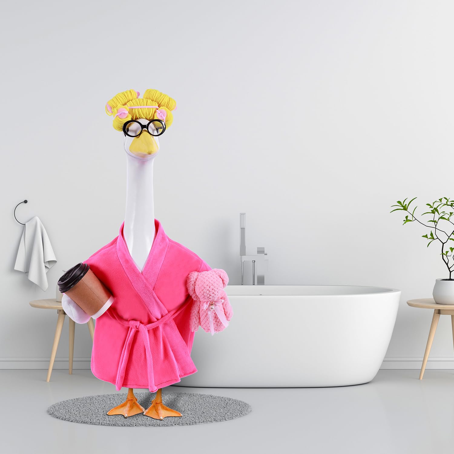 Froklic Lady Porch Goose Outfit yellow wig - adds playful style.