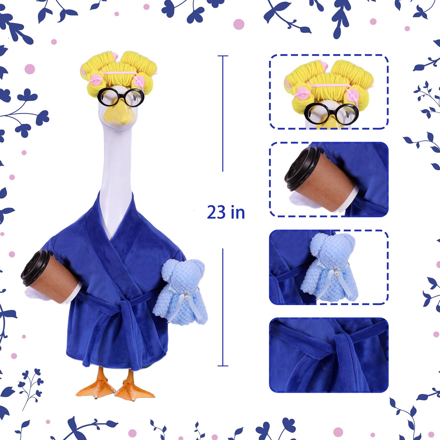 Froklic Lady Porch Goose Outfit towel draped for casual charm on statue