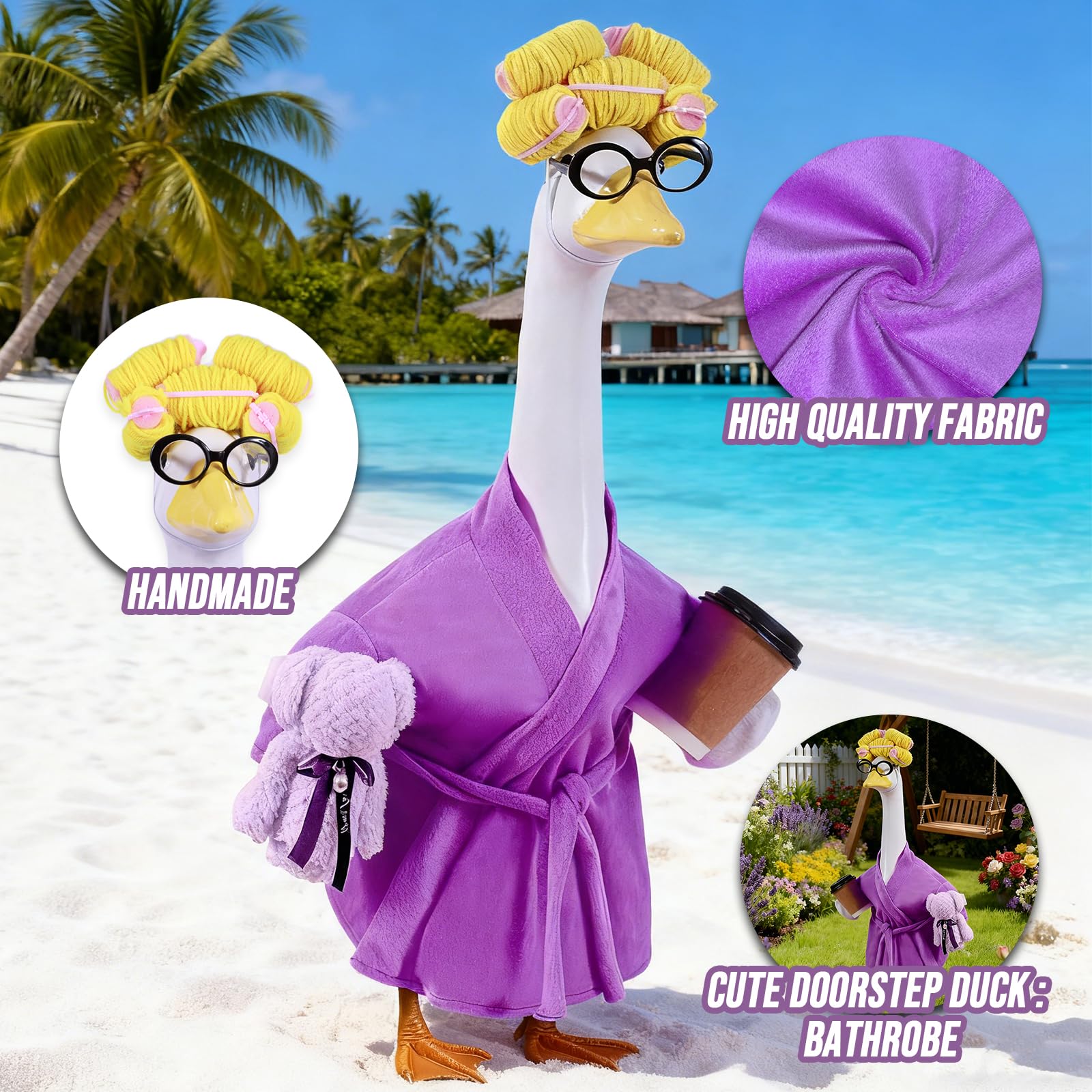 Froklic Lady Porch Goose Towel adds casual touch to garden statues