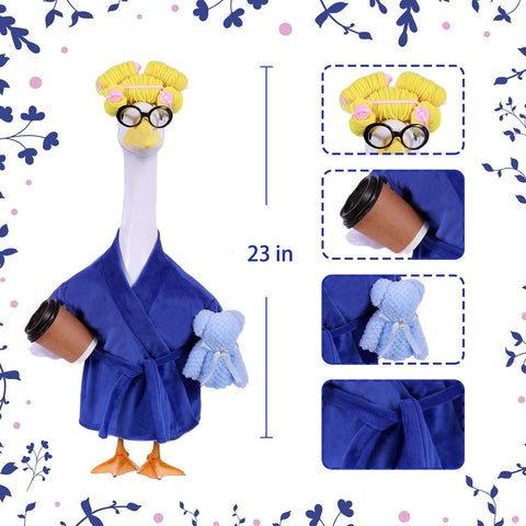 Froklic Lady Porch Goose Outfit towel draped for casual charm on statue