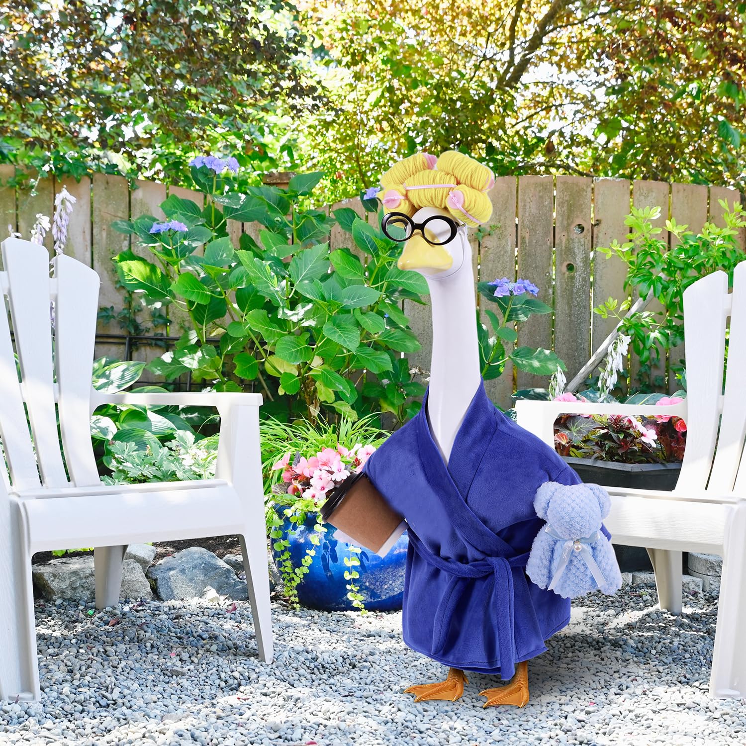 Froklic Lady Porch Goose Outfit yellow curly wig brightening outdoor decor