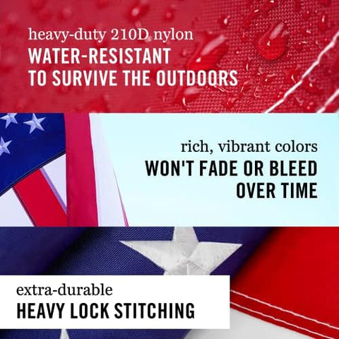 Front Line Flags heavy-duty polyester flag shown in sun and rain
