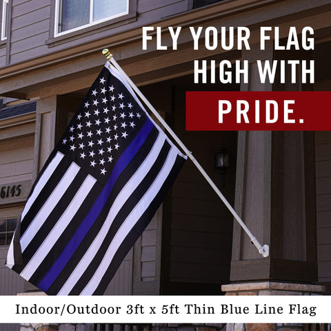 Front Line Flags embroidered USA flag blue line, durable 3x5 ft for year-round use