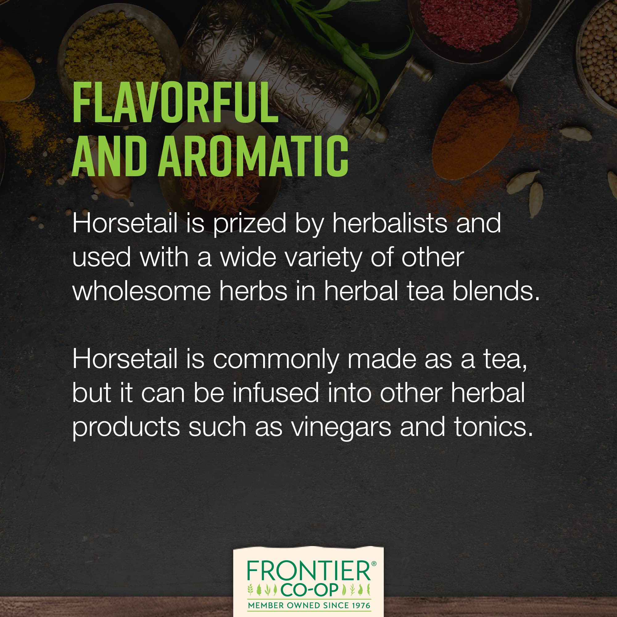 Frontier Co-op horsetail close-up showing silica-rich texture for blends.